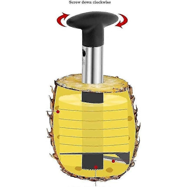 Jinyu Ananas Urkärnare Skivare, Rostfritt Stål Ananas Urkärningsverktyg (1st, Svart)