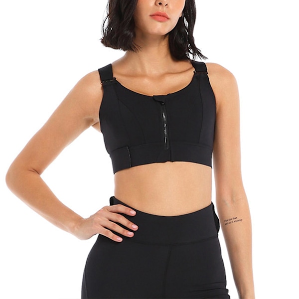 Stötdämpande sport-bh för kvinnor för ridning och löpning, snabb svettabsorption, plus size fashion 5XL svart