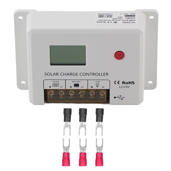 PWM solcelleladningsregulator 12V/24V automatisk genkendelse 20A IP32 vandtæt hvid til RV hjem