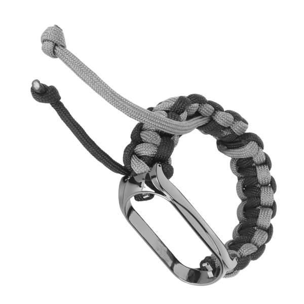 2 i 1 flettet løkkearmbånd til Mi Band 7 Justerbar strækbar nylon åndbar sportsrem med metalramme Sort grå