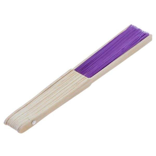 Vikbar Bambus Handfläkt - Lila (Set om 2)
