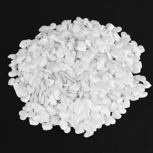 1000 stk polyester hjerteformede blomsterblader romantiske bryllupsdekorasjoner (hvit)