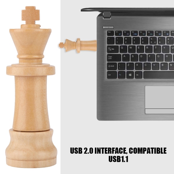 Wooden Chess Shape Datalagring USB 2.0 Flash Drive U Minnedisk kompatibel USB1.1(32GB)