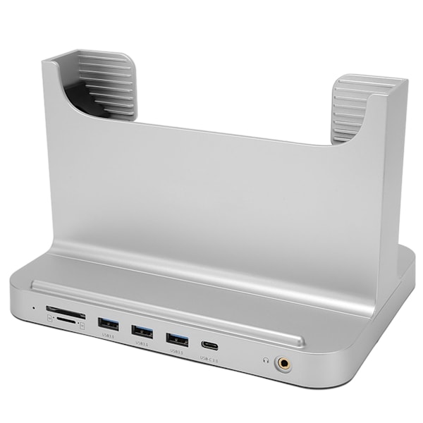 Vertikal PC-ställ 8 i 1 Dockningsstation Stabil Signalöverföring Mini PC-ställ för OS X Office Interface Expansion Silver Färg