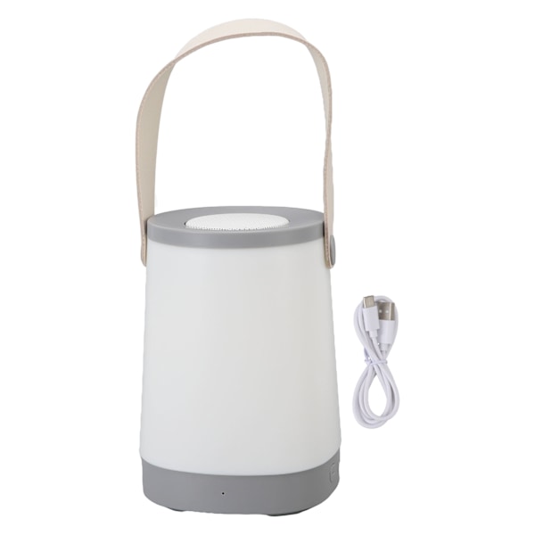 Lyhty Bluetooth-kaiutin HiFi-ladattava radiotoiminto Ulkoinen langaton kaiutin LED-ympäristönvalolla Kahva Harmaa