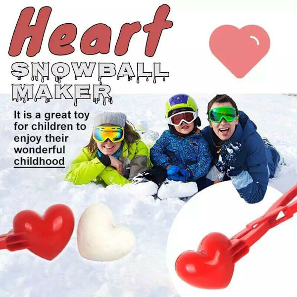 Snowball Maker Toy - Heart Duck Shape & sfærisk snømann, plast sandball verktøyklemme for barn