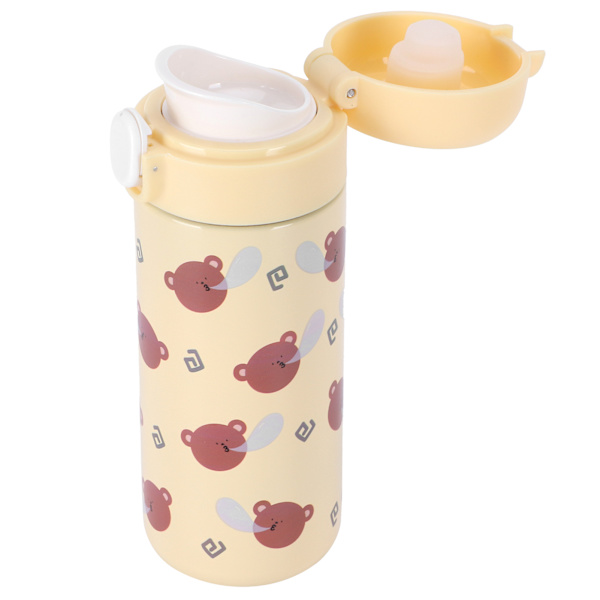 Cartoon Animal Vattenkopp 304 Rostfritt Stål Originalitet Studsa Knapp Mugg för KvinnaGul 350‑500ml