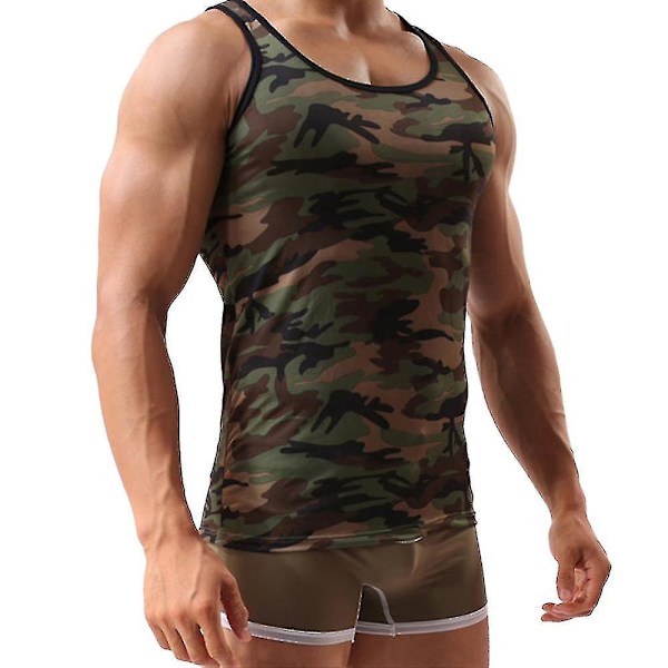 Camo Sleeveless Fitness Tank Top för Män 3XL Camo