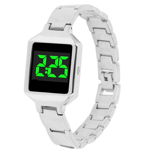 Digital armbandsur med högupplöst skärm, vattentät, modern elektronisk klocka för män, kvinnor och flickor, silver