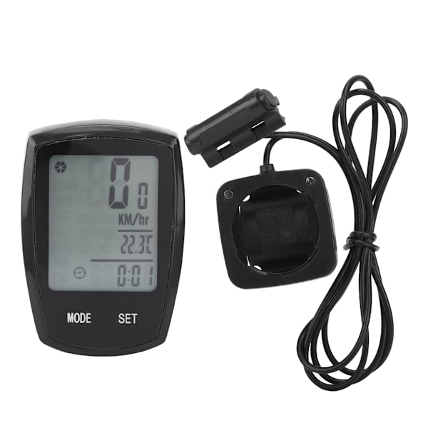 PVC Black Luminous Touching Screen Cykelcomputer Engelsk Cykel Speedometer CykeltilbehørSort Kabelført