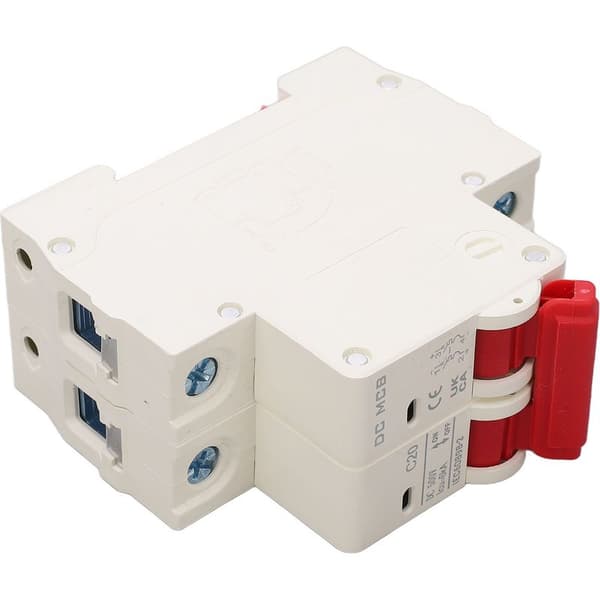 Mini DC 20A 500V modulær 2P afbryder, brydeevne 6000A, beskyttelse til kontinuerlig kredsløb.