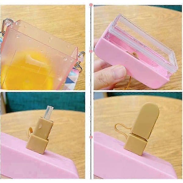 300ML Popsicle-formad Plast Barn Drickflaska med Sugrör (Blå) Lila