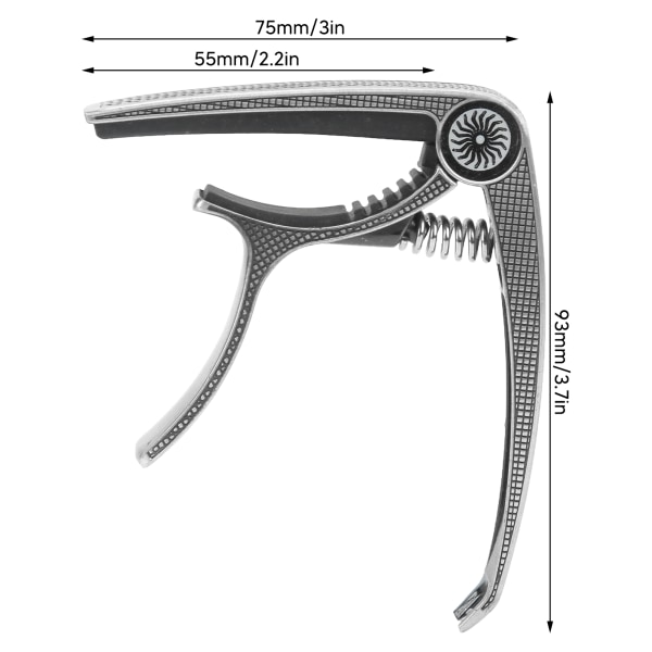 Universal høystyrke metall capo for 6-strengs akustiske og elektriske gitarer - Silver Performance Capo