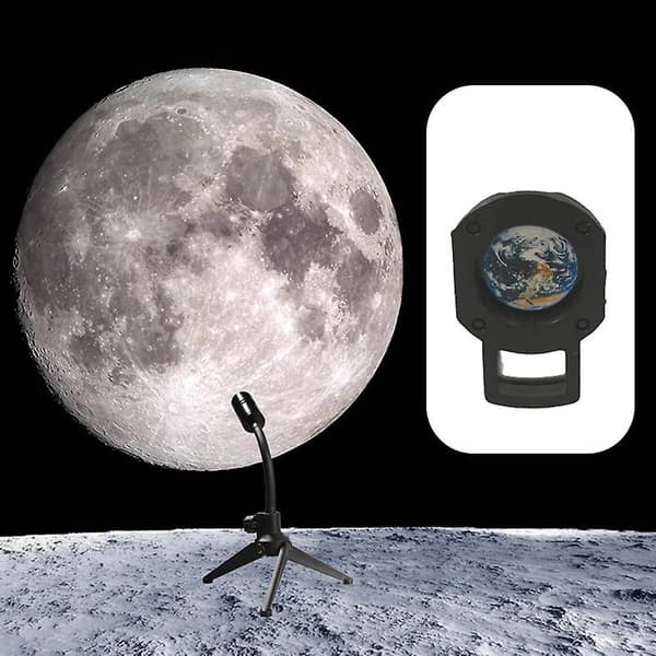 LED Planetary Projector Lamp Creative Earth Moon Lamp USB Powered Night Light for Home Living Room B