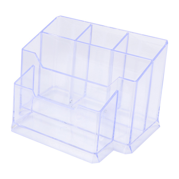 Populær kontorartikler Transparent Multifunktions Penholder med Card Box i Transparent White
