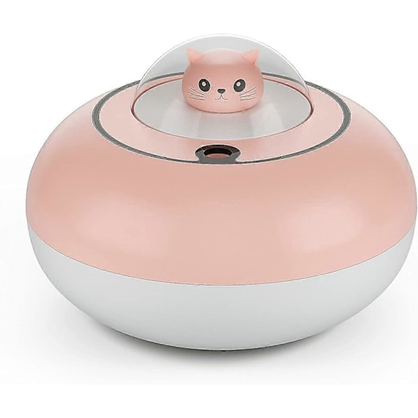 Søde Luftfugtere til Hjemmet Soveværelse, 300 ML Mini Luftfugtere med 7-Farvet LED Lys, Timer Auto Sluk