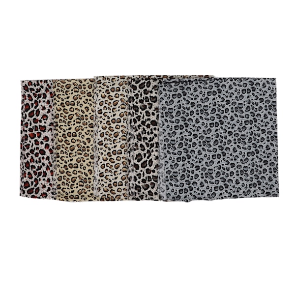 5 stk bomullsstoff med leopardmønster i flere farger, 48x48 cm, mykt å ta på, hudvennlig trykt stoff