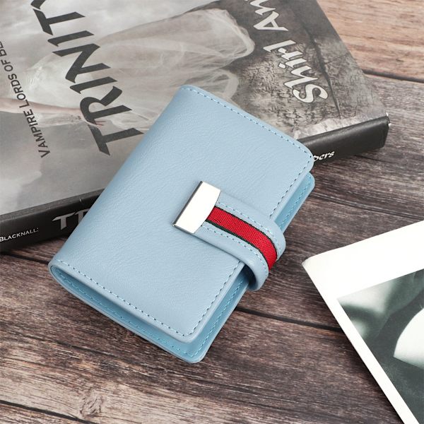 Mini Fashionable RFID Kvinnors Korthållare PU Läder Bankkort Box Visitkortfodral Blå