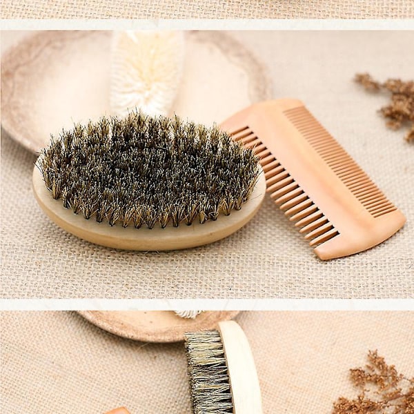 Naturligt svart valnötsträskägg och borste - Perfekt för skägg- och mustaschvård