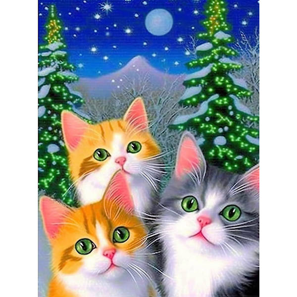 Cat Diamond Painting Kit - komplett 30x40 cm broderi set för korsstygn, djurdesign, DIY vardagsrum och sovrum väggdekoration