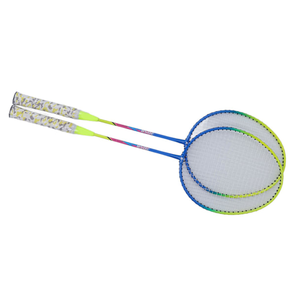 2 st badmintons racketar gul lätt ram stor sweet spot halkfri dubbel badminton racket med förvaringsväska