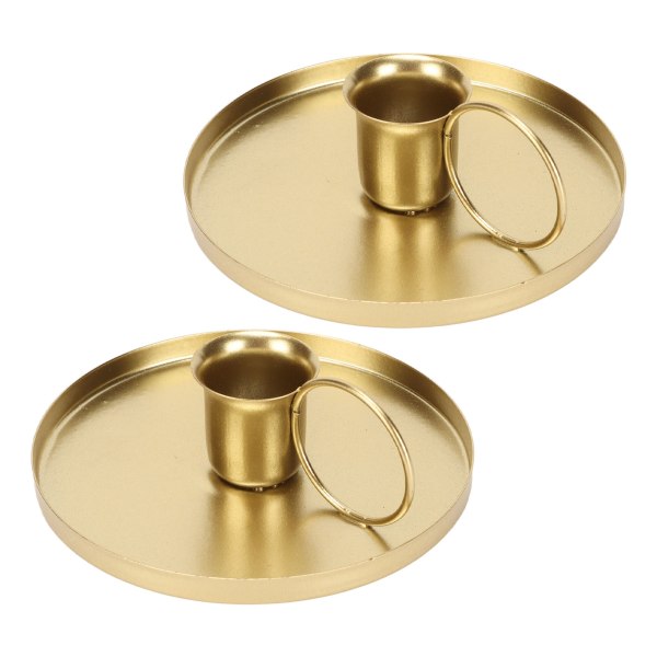 2 st Järnljushållare Metall Hem Gyllene Enkel Retro Elegant Desktop Aromaterapi Ljusställ