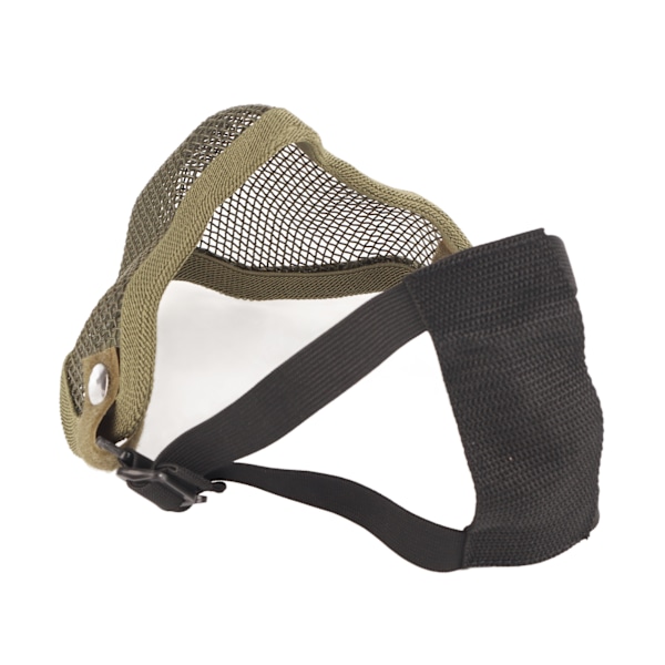 Halv ansiktsmask skyddande stål nät cool design 54 till 62cm huvudskydd för utomhusaktiviteter grön