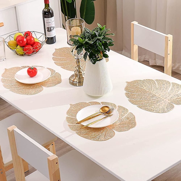 Turtle Leaf Placemats - Set om 4 | PVC, Värmebeständiga, halkfria mattor för hemmakök