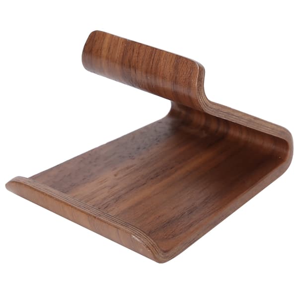 Dobbeltsidet valnød desktop tablet PC holder mobiltelefon stativ beslag tilbehør (nøddebrun)