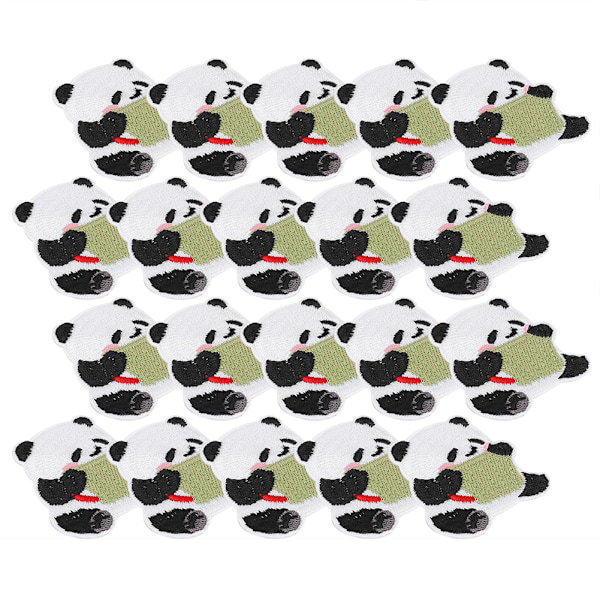 20 stk. Panda-patches, broderi, klæbemærker i stof, farve, håndlavet, gør-det-selv, strygemærkat