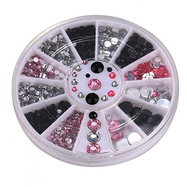 Rhinestone 4 størrelser Sølv Svart Rosa flerfarget multifärg multicolor