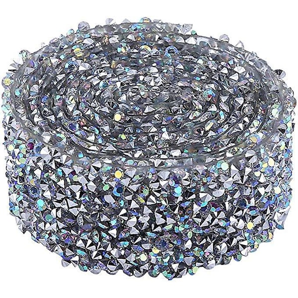 3cm Bredd Glittrande Lim-Back Crystal Rhinestone DIY Hantverk Diamant Bling Mesh Roll Sparkle Band för Bröllopsdekoration Tillbehör