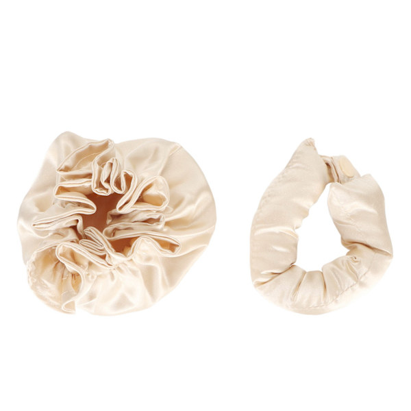 Heatless Bolle Hair Styling Kit Bærbar Blød Satin Heatless Curler til at sove langt hår Beige