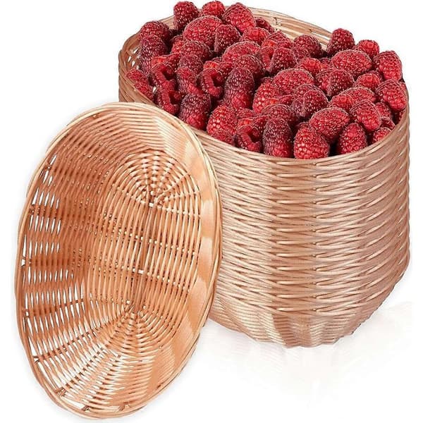 Set med 12 tomma ovala korgar, brödkorgar, förvaringskorgar för bulkmat - Brun