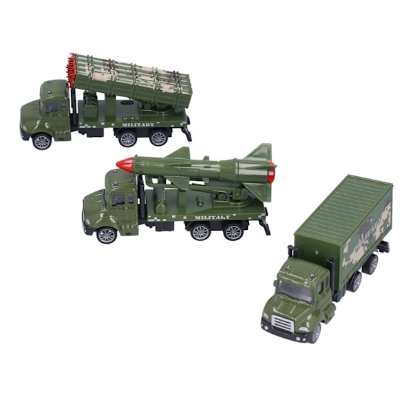 3 kappaletta 1:50 Diecast sotilasleluajoneuvoa Metallilejeeriminen Armeijan lelut Malli lapsille Pojille Taaperoille Vetää takaisin Sotilasautot