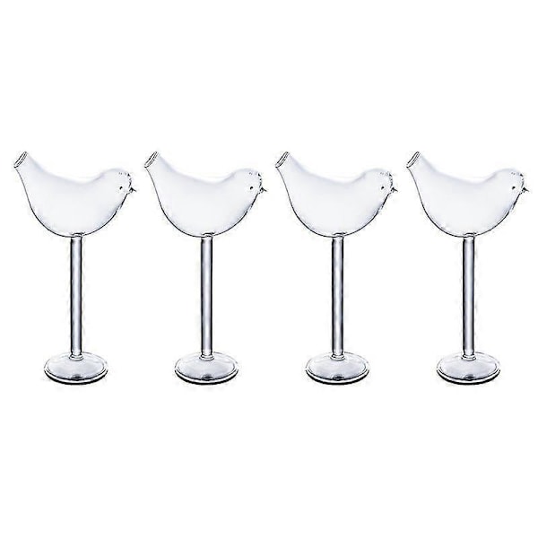 1 Sett 4 stk. Cocktailglass i fugleform, vinglass, beger (transparent)