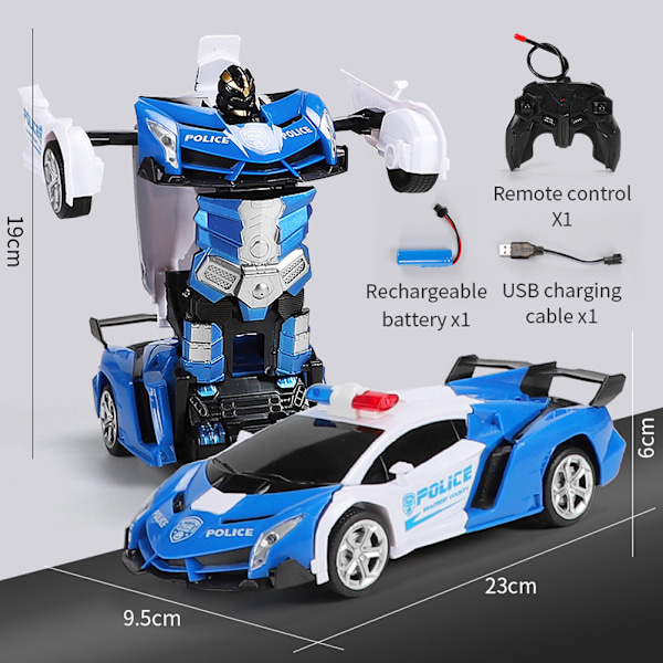 Kauko-ohjattava robottiauto, eleet tunnistava, yhden painikkeen muutos, 360 asteen pyörivä drift, 1:18 RC-auto pojille ja tytöille, sininen