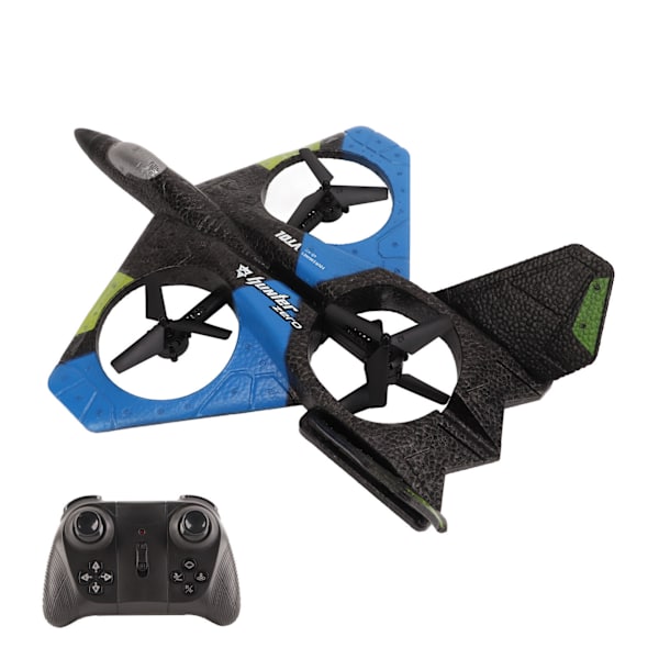 RC-flygplan med LED-lampa 2,4 GHz Super Remote Glider för pojkar och flickor födelsedagspresenter Blå tre batterier