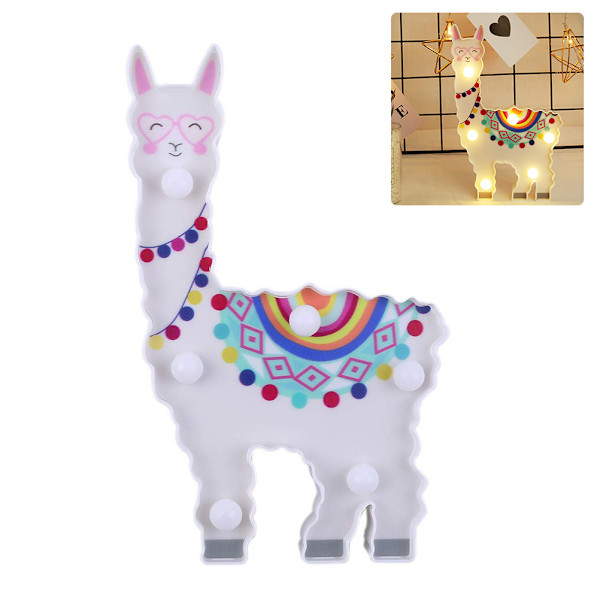 Sød Alpaca LED-nattelys Børns Børns Soveværelse Dekorative Bordlamper til Hylde Stue Soveværelse