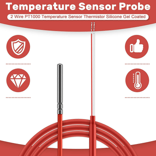 2-tråds PT1000 Temperatursensor Termistor 1,5 meter Sond 45mmx5mm