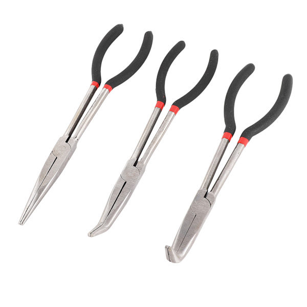 3-pack nåltång 11 tum stål förlängd rak 45 grader 90 grader lång näbbtång
