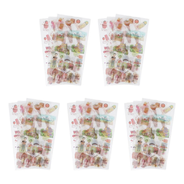 5 ark Självhäftande washi-pappersdekaler för DIY-hantverk Bangkok-mat