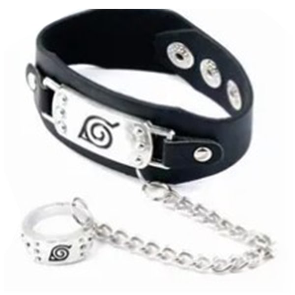 PU-lærring armbånd Anime rustfritt stål Cosplay armbåndsring for dating jul