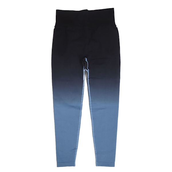 Svart blå gradient Yogabukser med høy midje for kvinner Myk postpartum Hofteløfting Trening Løpeleggings L