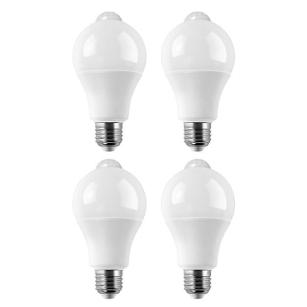 4 stk. E27 LED bevægelsessensor pære LED lampe PIR sensor lys 9W