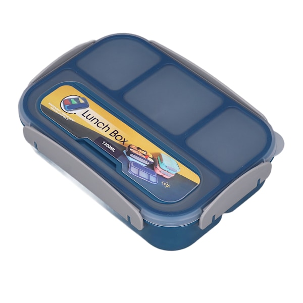 Individuell forseglet matboks for barn, matboks med 4 rom, matboks for skole, 1300 ml, blå