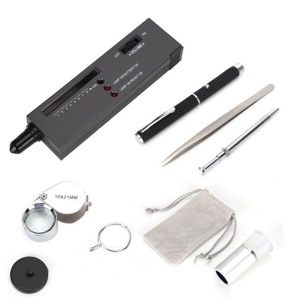 Diamond Tester Lommelykt Viewer Pinsett Forstørrelsesglass Diamond Claw Identification Tool Set