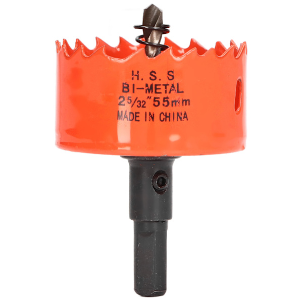 Hulsavbor med skarpe tænder, nem spånfjernelse, høj hårdhed HSS hulskærer med dorn til træ, metal 2‑5/32in (55mm)