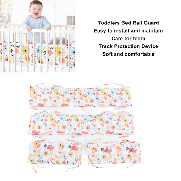 Soft Security Baby Bed Rail Guard - 4 stk, forsterket kollisjonsvern, småbarnsrekkverk