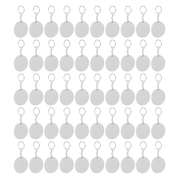 50 kpl akryyliavaimenperän aihiot DIY-maalaus läpinäkyvä suojakalvo tyhjät avaimenperät